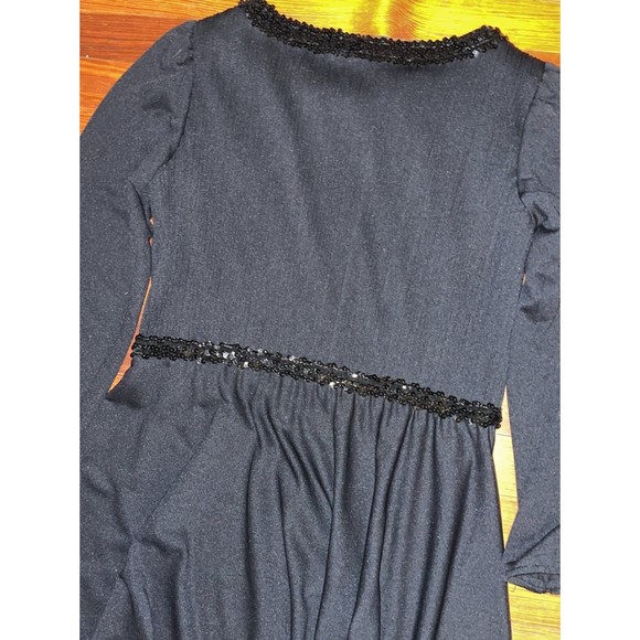 Vintage 60s Sally Lou black sequin trim Retro Mod Pinup Rockabilly Dress XL - Picture 10 of 12